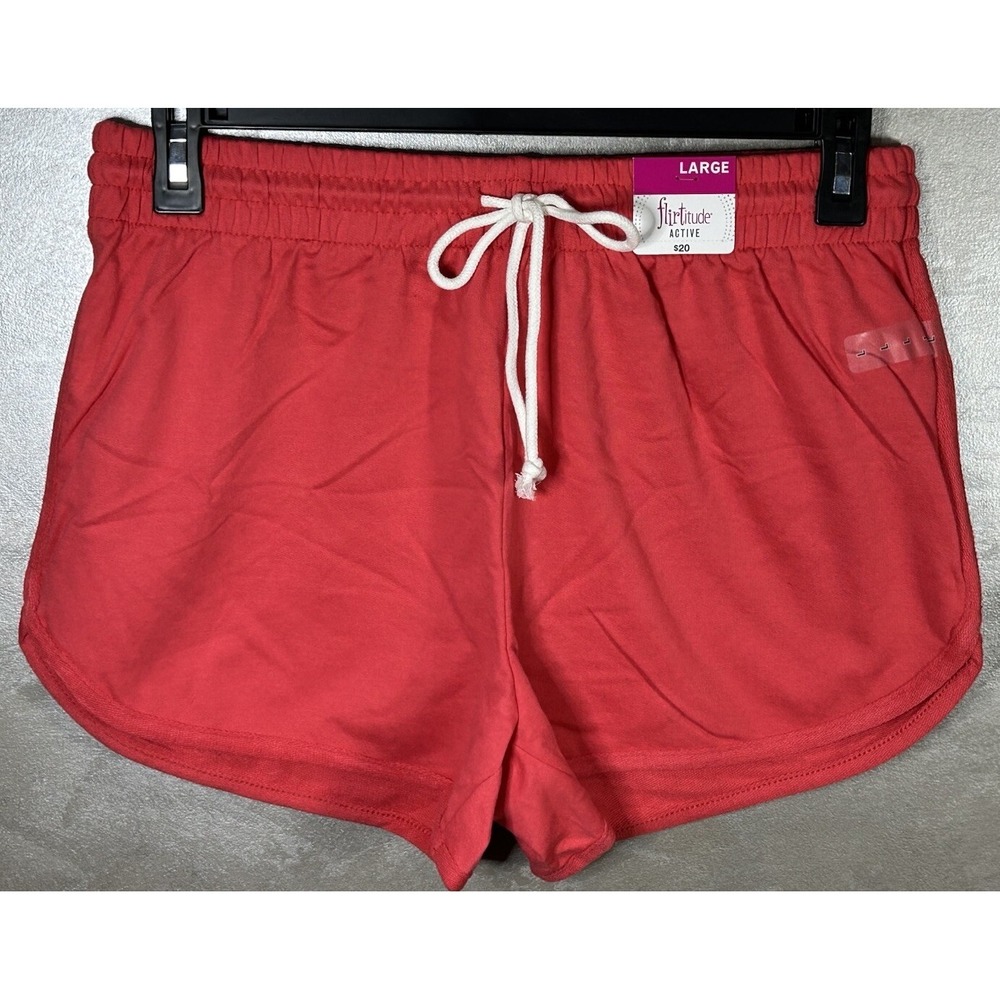 Shorts‎ Womens L Colorful Geranium Pink Stretch NWT Flirtitude Active Terry